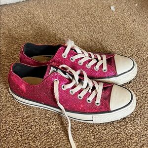 Converse Low-Top Glitter Lace-Up Sneakers - Fuchsia